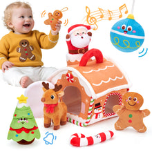 Cargar imagen en el visor de la Galería, Plush Christmas Toys Set with Gingerbread House