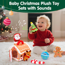 Cargar imagen en el visor de la Galería, Plush Christmas Toys Set with Gingerbread House