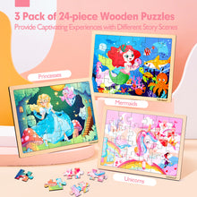 Charger l'image dans la visionneuse de la galerie, 3-Pack Wooden Puzzles for kids 3-5