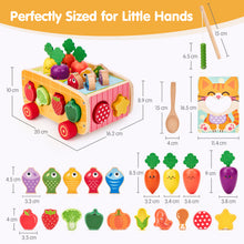 Load image into Gallery viewer, Wooden Farm Shape Sorting & Feeding Toy