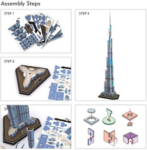 Carica l'immagine nel visualizzatore Galleria, Puzzle 3D LED Dubai Burj Khalifa 57,5"H