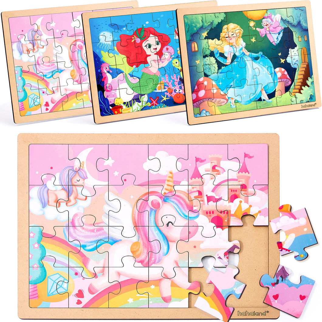 3-Pack Wooden Puzzles for kids 3-5