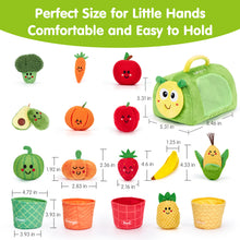 Load image into Gallery viewer, hahaland Montessori Toys for 1 Year Old - Color Sorting Fruits &amp; Veggies Sensory Baby Toys 6-12 Months, 17 PCS Plush Play Food with Caterpillar Storage Bag, Baby Stocking Stuffers First Learning Gifts
