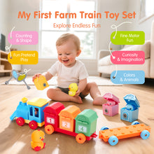 Load image into Gallery viewer, Montessori Train Set with Farm Animals

