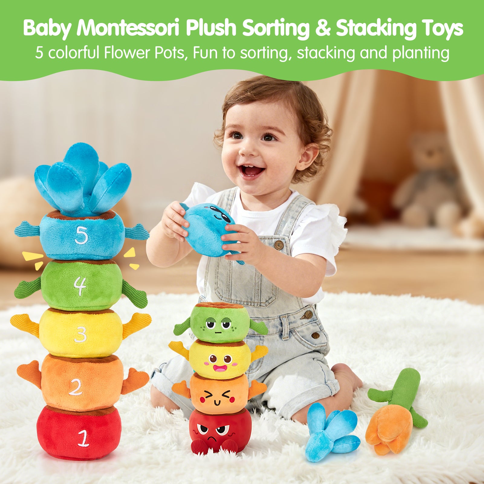 Stackable Plush Toy Plush Flower Garden Stacking & Sorting Toy – Hahaland