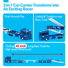 Load image into Gallery viewer, 2-in-1 Car Carrier Race Tracks Ages 2-5
