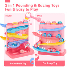 Laden Sie das Bild in den Galerie-Viewer, Pink Pound Balls Car Race Track Toddler Toys
