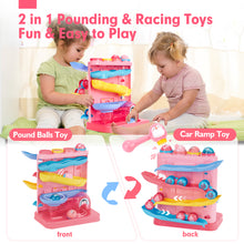 Laden Sie das Bild in den Galerie-Viewer, Pink Pound Balls Car Race Track Toddler Toys
