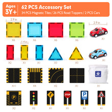 Charger l&#39;image dans la visionneuse de la galerie, Magnetic Tiles Road Toppers with Cars for 3-5
