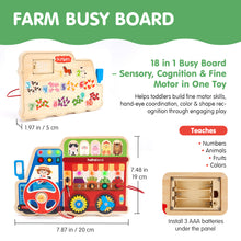 Load image into Gallery viewer, 18-in-1 Wooden Sensory Activity Board
