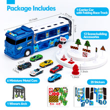 Charger l&#39;image dans la visionneuse de la galerie, 2-in-1 Car Carrier Race Tracks Ages 2-5
