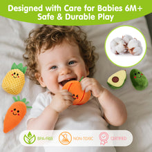 Load image into Gallery viewer, hahaland Montessori Toys for 1 Year Old - Color Sorting Fruits &amp; Veggies Sensory Baby Toys 6-12 Months, 17 PCS Plush Play Food with Caterpillar Storage Bag, Baby Stocking Stuffers First Learning Gifts
