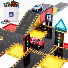 Load image into Gallery viewer, Magnetic Tiles Road Toppers with Cars for 3-5
