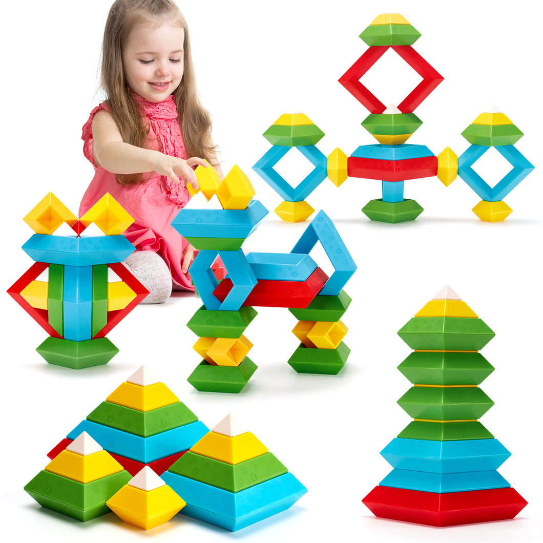 Building Blocks Pyramid Stacking Toys for 2+ Year Old Hahaland