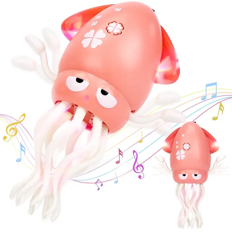 hahaland Dancing Squid Toy - Tummy Time Toys, Crawling Toys, Wiggling Musical Standing Toy, Funny Baby Girl Gifts, Dancing Octopus Baby Toys