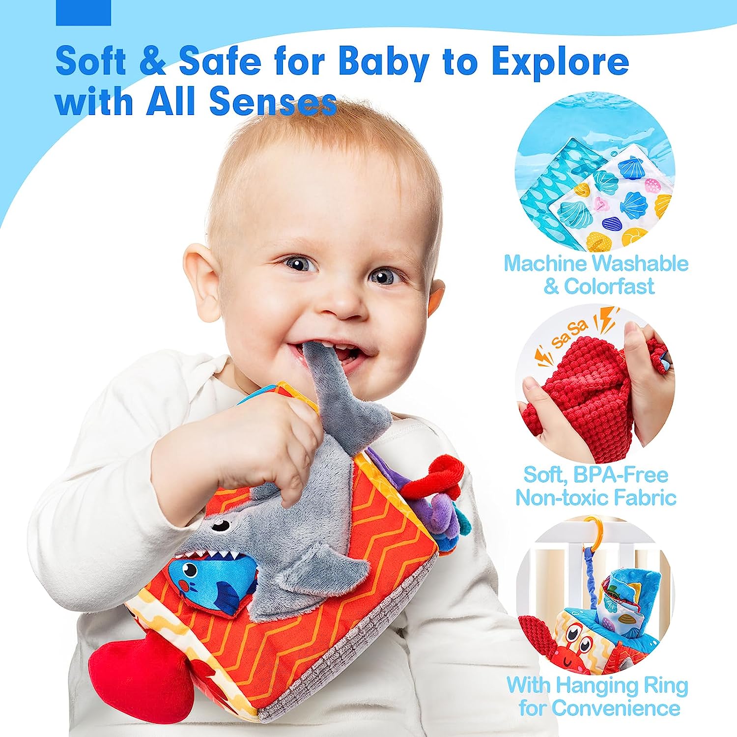 Hahaland Baby Books 0-6 Months - 2 PCS Sensory Montessori Toys For Babies  0-6 Months