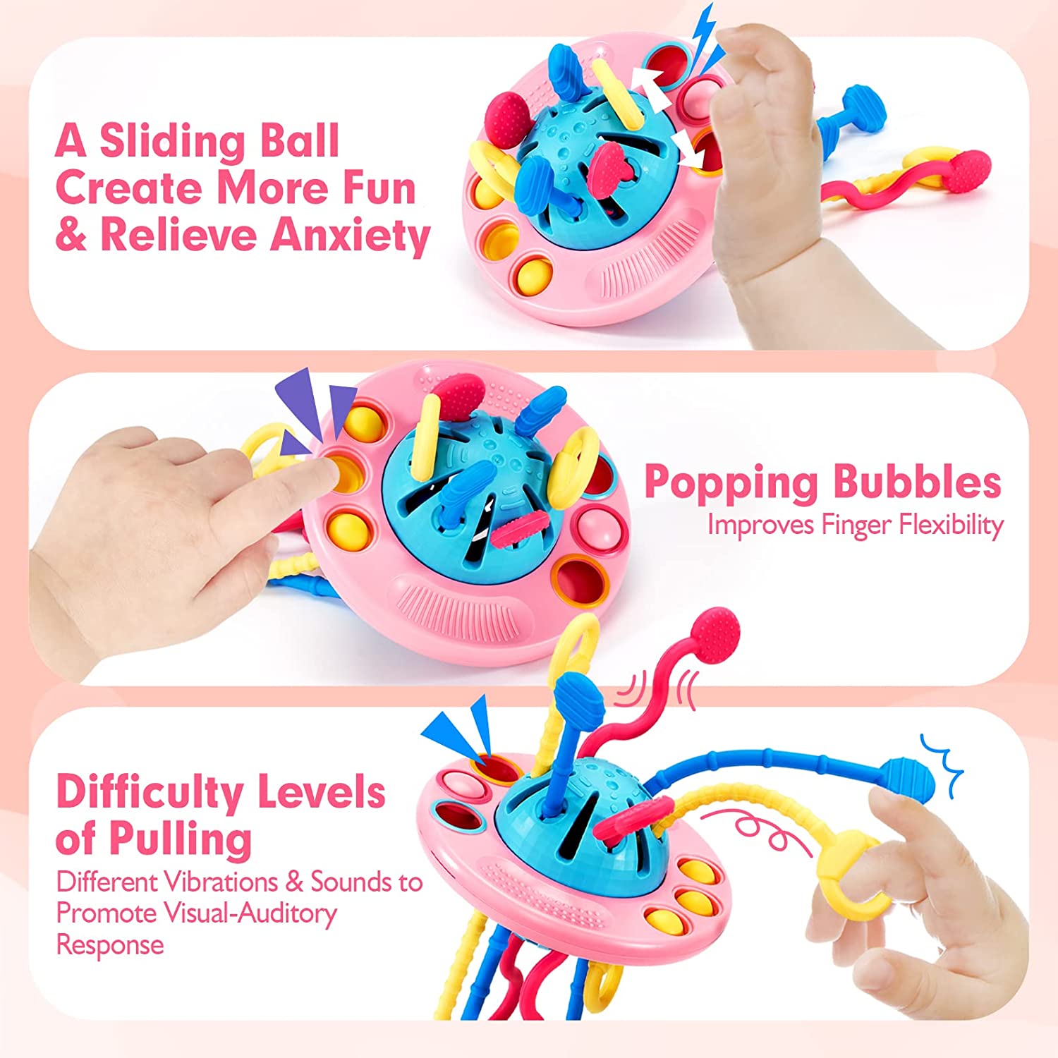 Silicone Pull String Baby Toys for Girl Pink – Hahaland