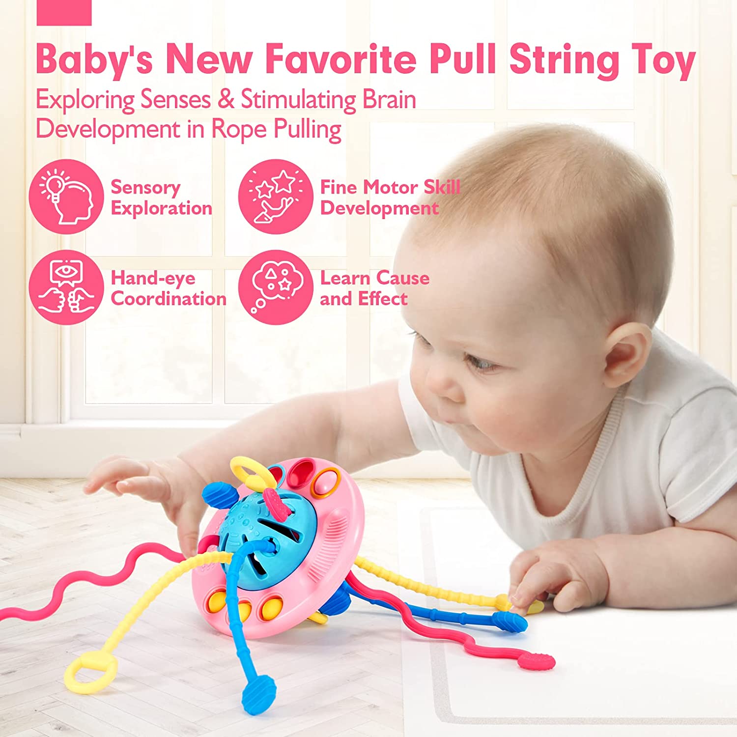 Silicone Pull String Baby Toys for Girl Pink – Hahaland