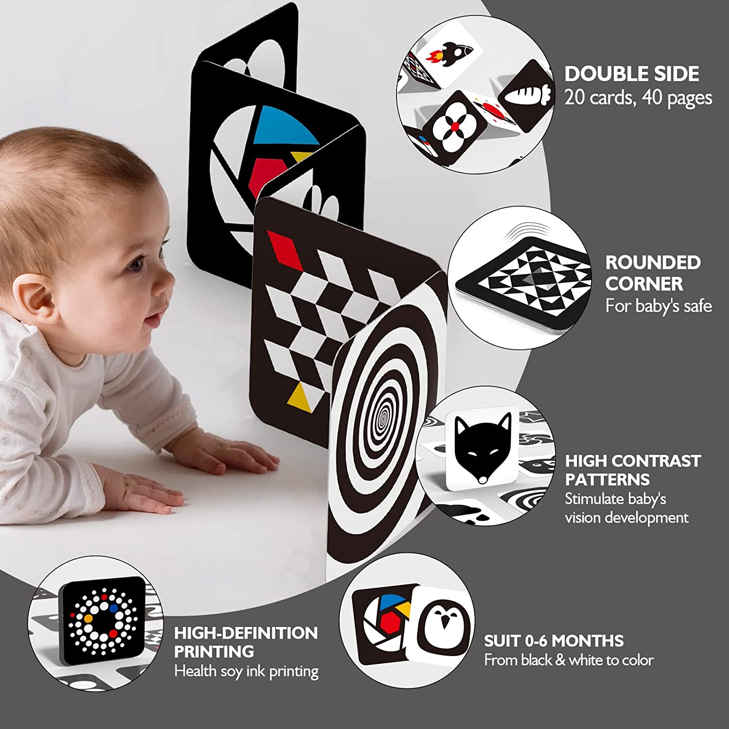 High Contrast Black and White Baby Flashcards – Hahaland