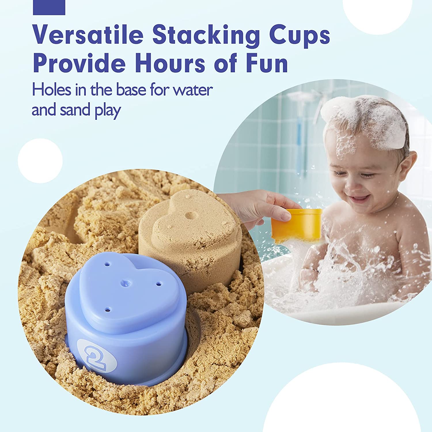 Stacking Cups Baby Building Learning Toys Set ,Baby Toys 12-18 Months  Toddler Toy Rainbow Stacking Cups Number Nesting Stacking Cups 9 Pcs  Educational Toys for 1 Year Old Boy Girl Bath Water