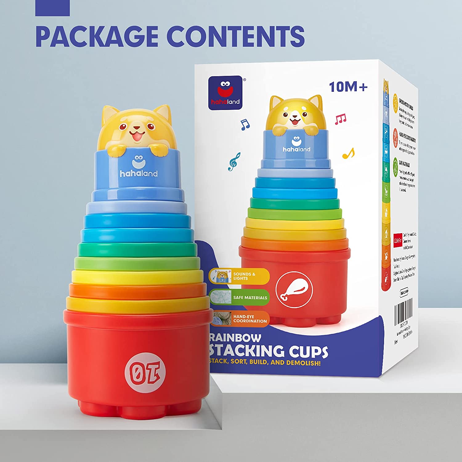 Stacking Cups Baby Building Learning Toys Set ,Baby Toys 12-18 Months  Toddler Toy Rainbow Stacking Cups Number Nesting Stacking Cups 9 Pcs  Educational Toys for 1 Year Old Boy Girl Bath Water