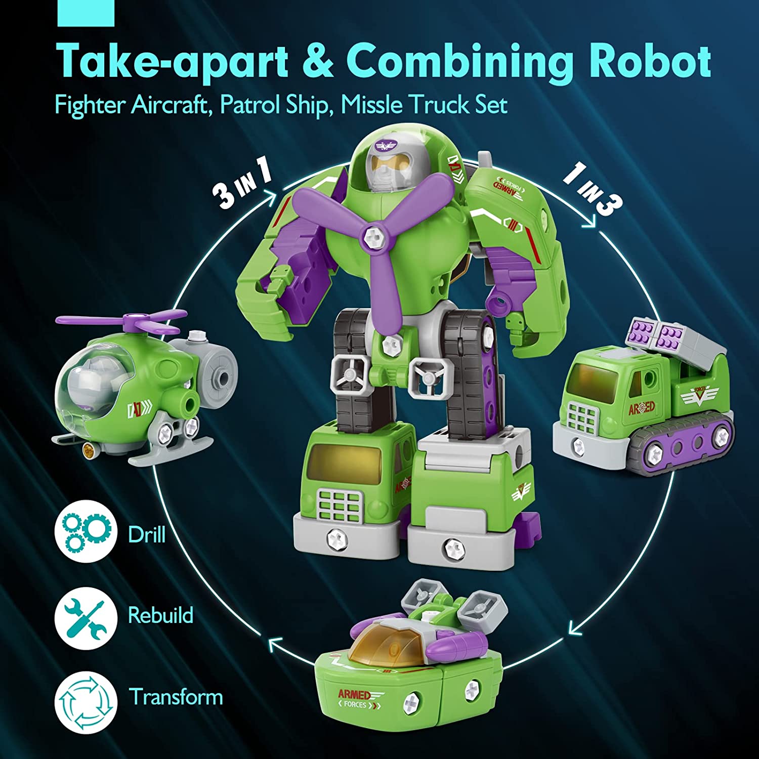 hahaland Robot Transformado Juguetes Niños 3 años Coches de