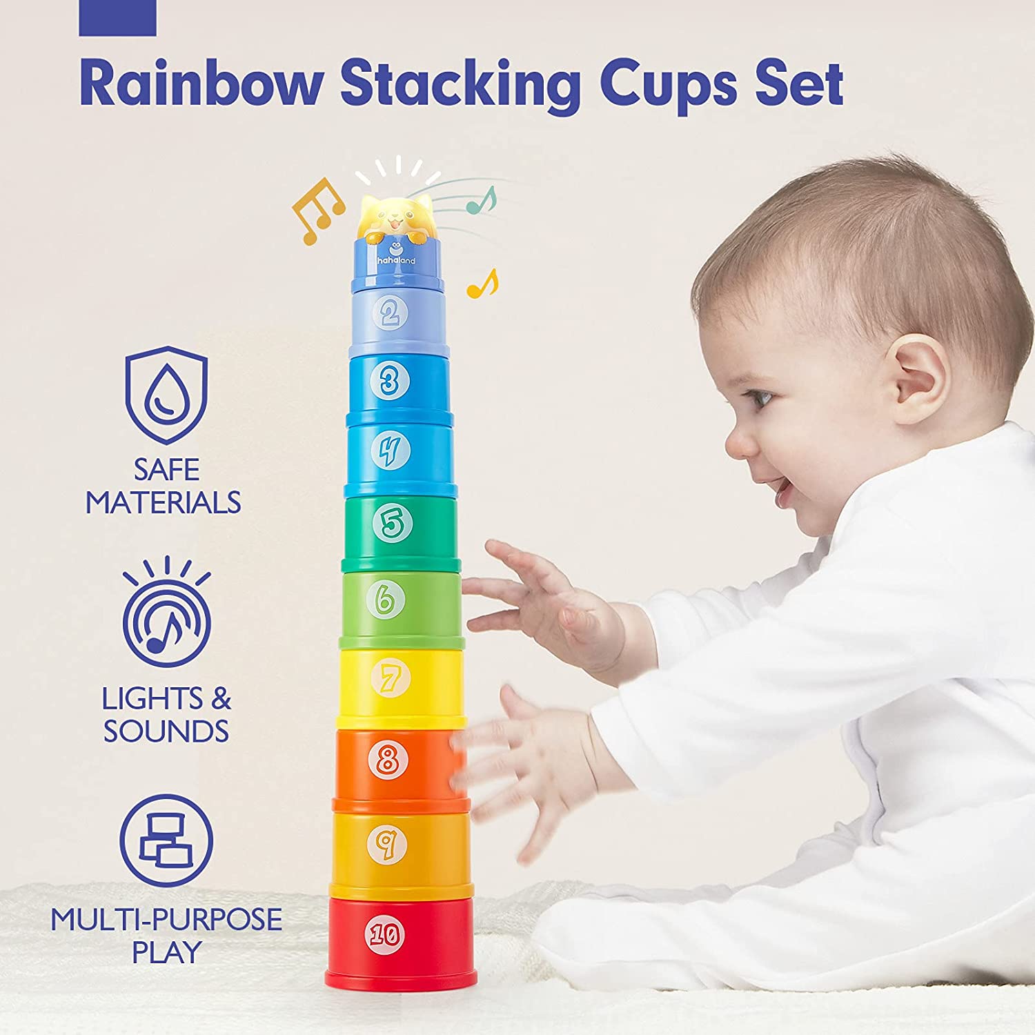Baby Stacking Cups, Toddler Stacking Toys For 1 2 3 Years Old Boys Girls  Bath Stacking Cups For 6-12 Months Toddlers Baby Bath Cups