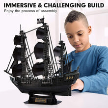 Load image into Gallery viewer, 3D Puzzles Black Pirate Ship Model Kit - Hahaland
