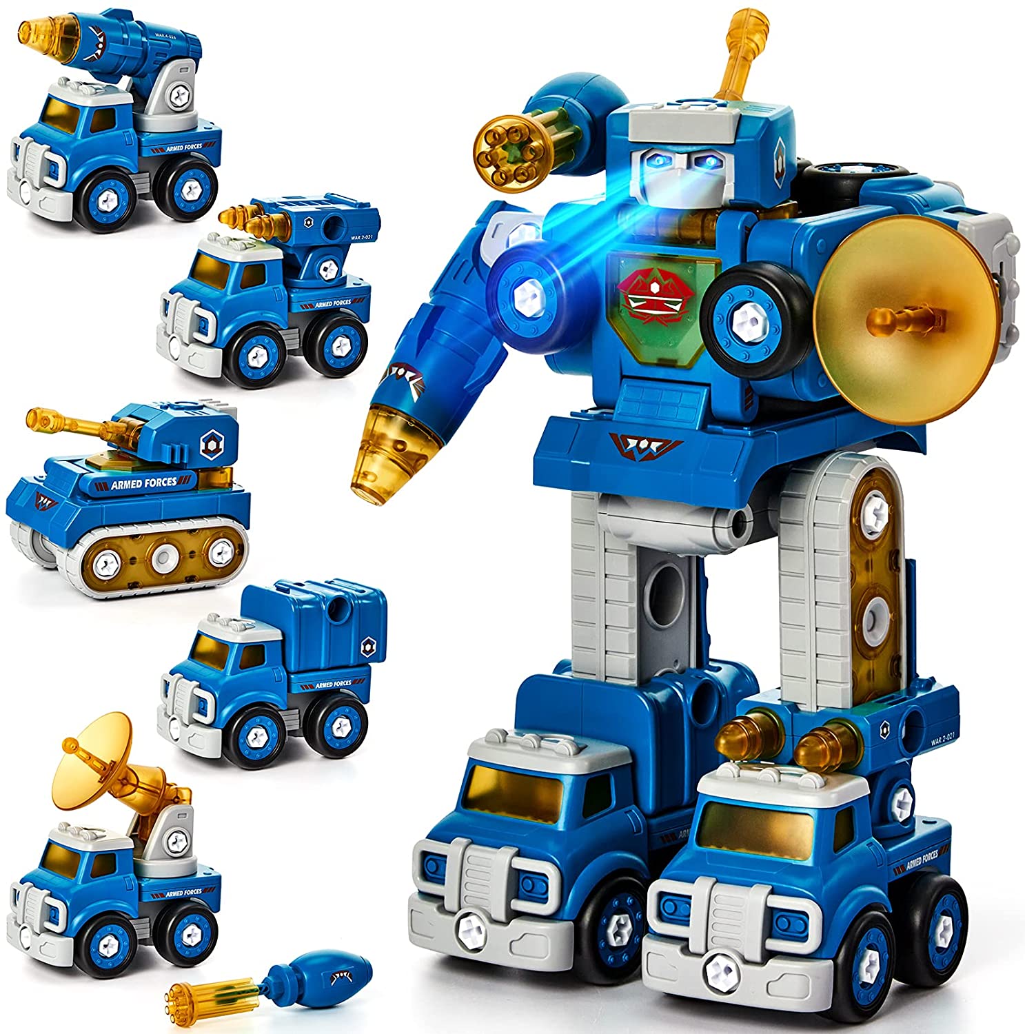  Juguetes para niños de 6 años, 5 en 1 transforman los bots de  rescate de los juguetes de robot desmontables para niños de 4, 5-7 y 8,  juguetes de robot STEM