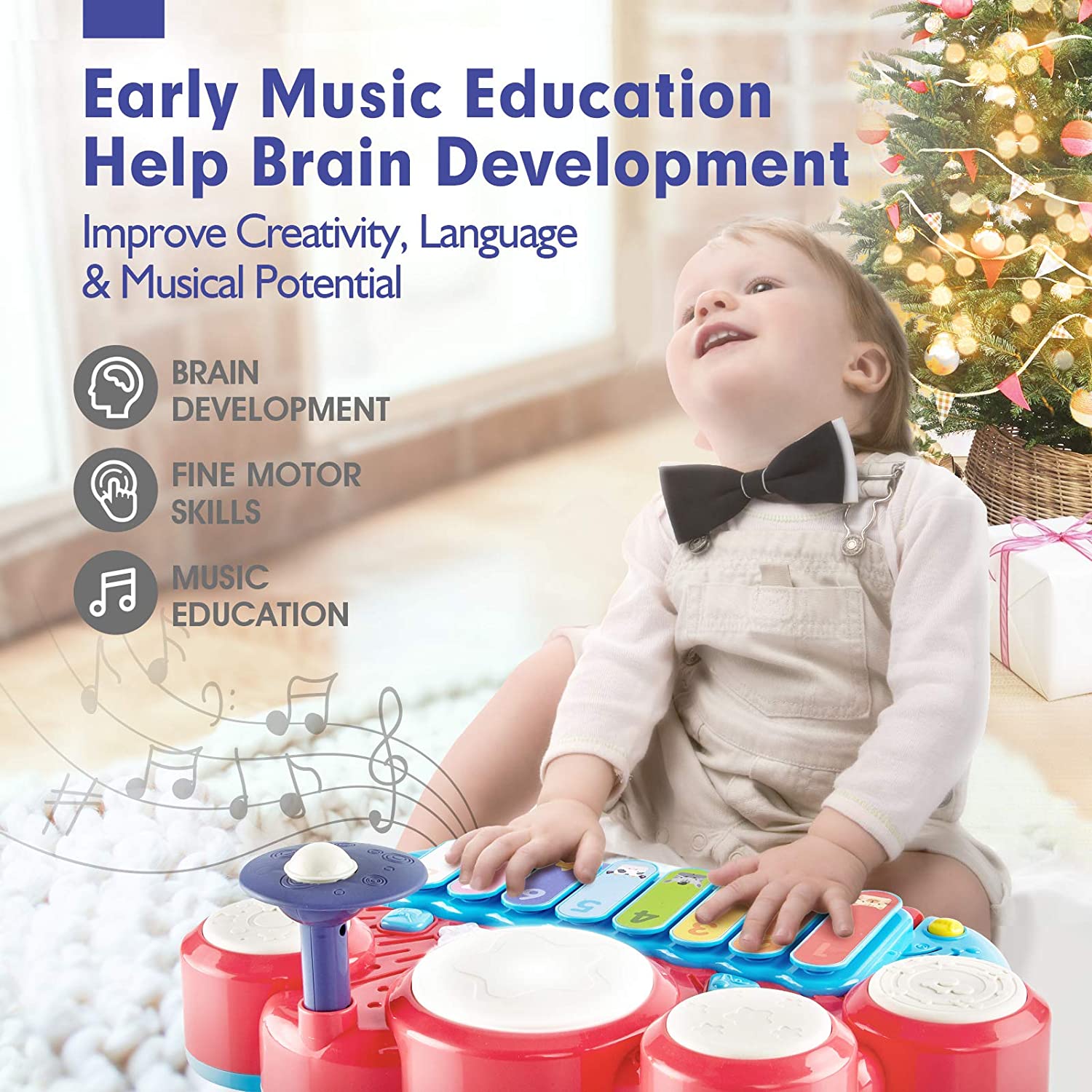 Jouet D'Éveil Musical Hahaland - Piano Éléphant - 7 Activités - Pour Bébé 6 Mois Et Plus - Apprentissage Et Musique