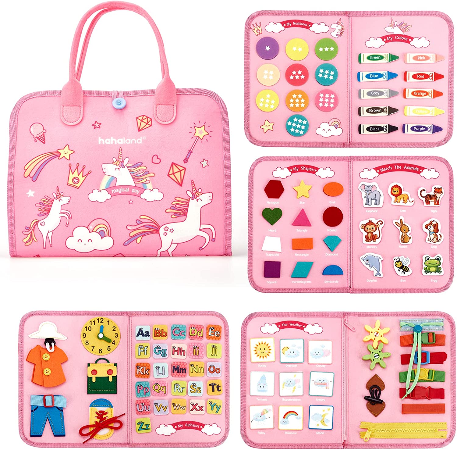 Busy Board Toddlers Travel Toys-Pink – Hahaland