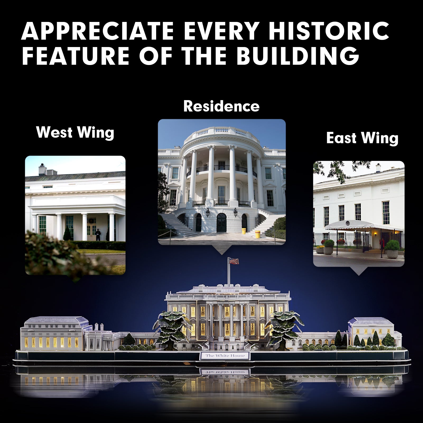 CUBIC FUN LED 3Dパズル アメリカ国会議事堂 Cubicfun® 3d Puzzles LED Rotatable White House – Hahaland