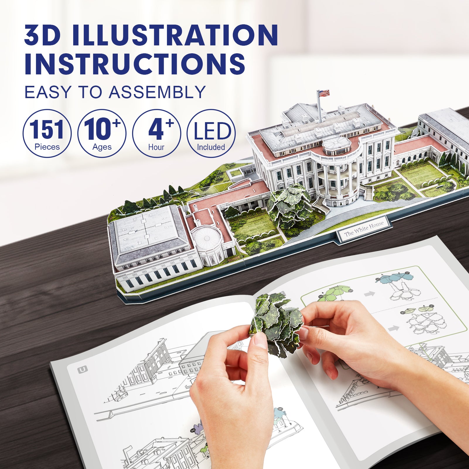 Cubicfun® 3d Puzzles LED Rotatable White House – Hahaland